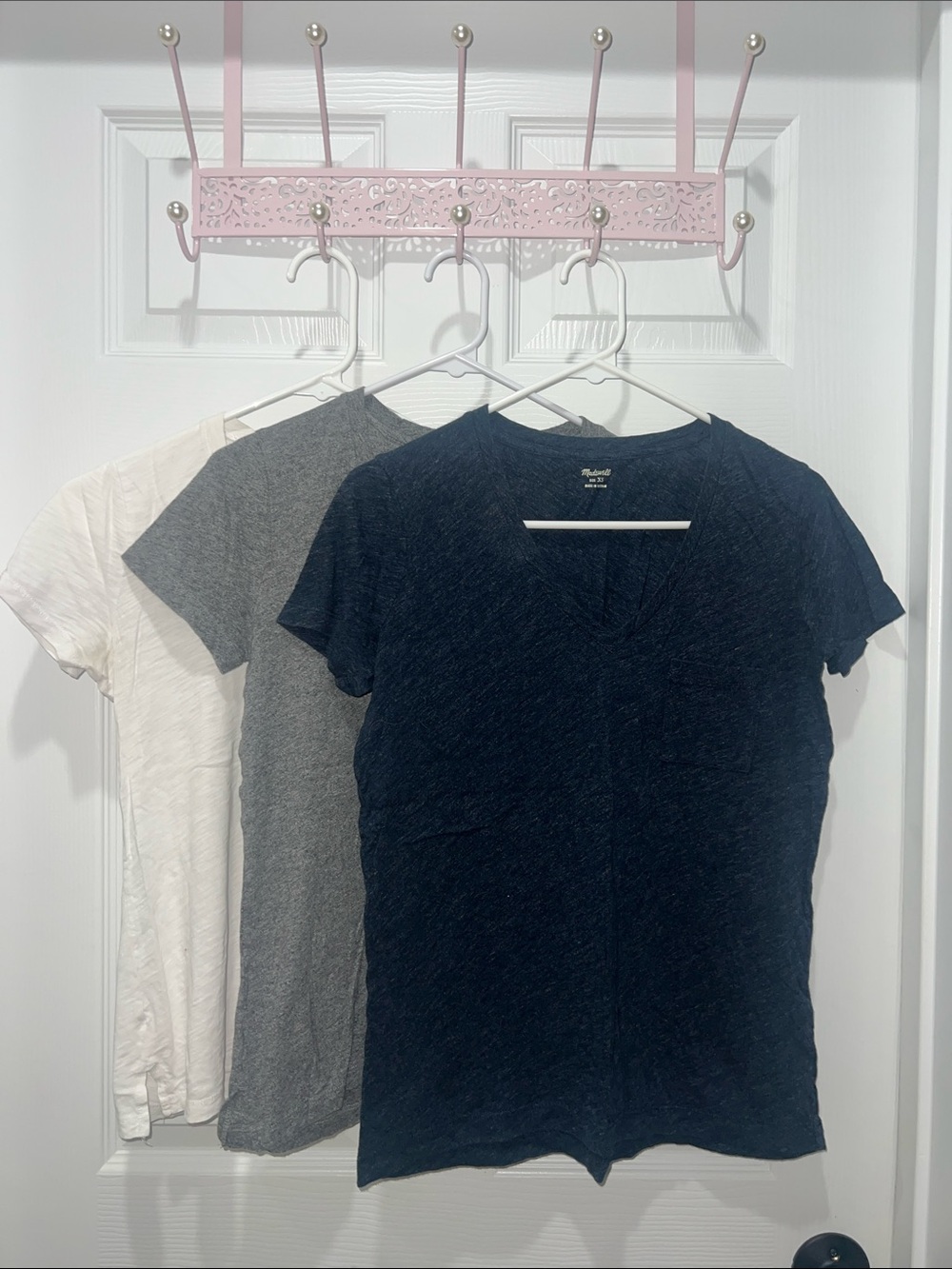 Madewell XS Short Sleeve V-Neck Tee Trio - Navy, Gray, White